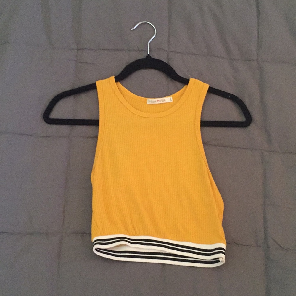 Yellow tight fitted crop top